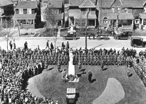 May 19, 1922   WW1 memorial in front of Malvern Avenue Collegiate, unveiled by the Premier of Ontario Mr. G.S. Henry