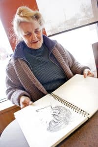 Bev Campbell can often be found at various Beach Tim Hortons, sketching or selling her artwork.