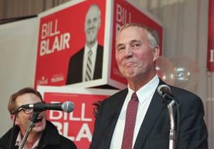 Scarborough Southwest Liberal candidate Bill Blair celebrates after winning in his riding over incumbent NDP MP Dan Harris on October 19. PHOTO: Phil Lameira