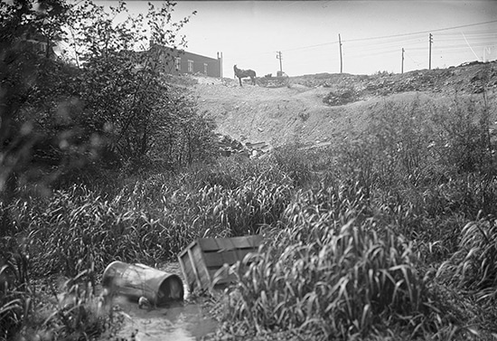 This archival photo looking north to Danforth Avenue shows the state of East Lynn Park in the days before it was a well-loved, and well-used, community park. PHOTO: City of Toronto Archives, Series 372, subseries 1, Item 555